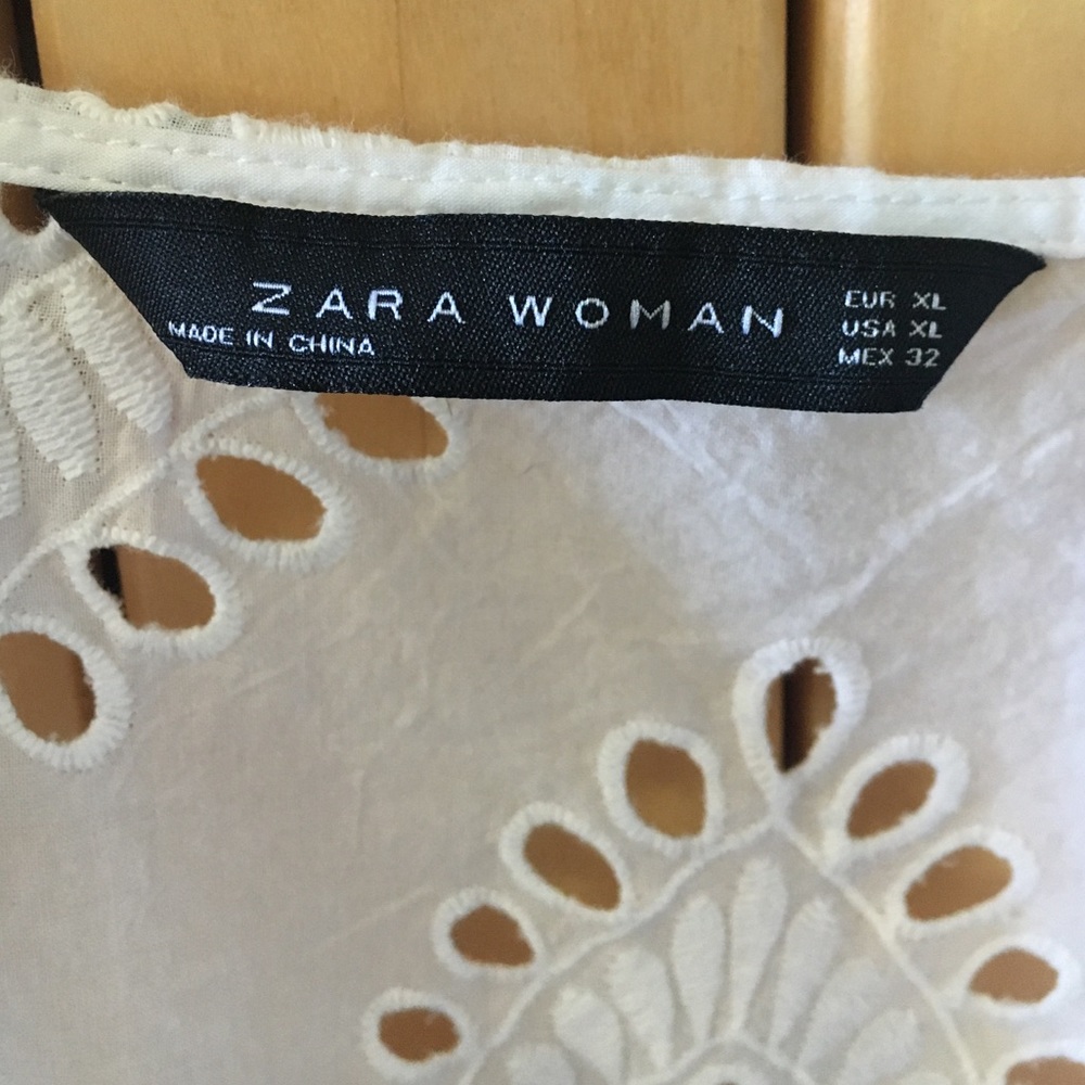 Zara White Eyelet Blouse | Size XL - Picture 6 of 9